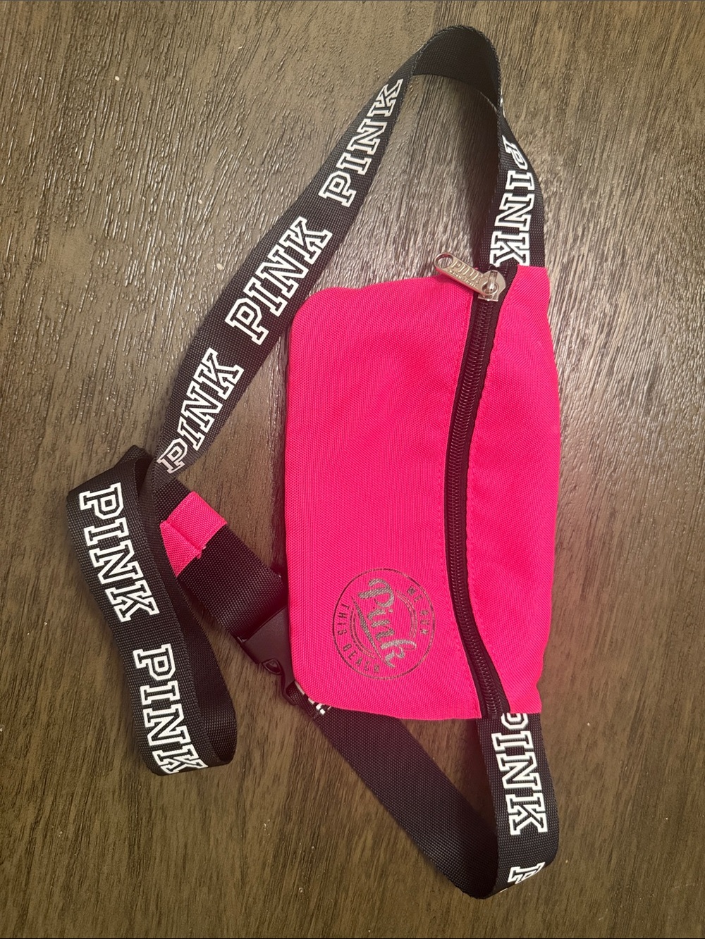 PINK Victoria's Secret Neon Pink Logo Strap Crossbody Belt Bag